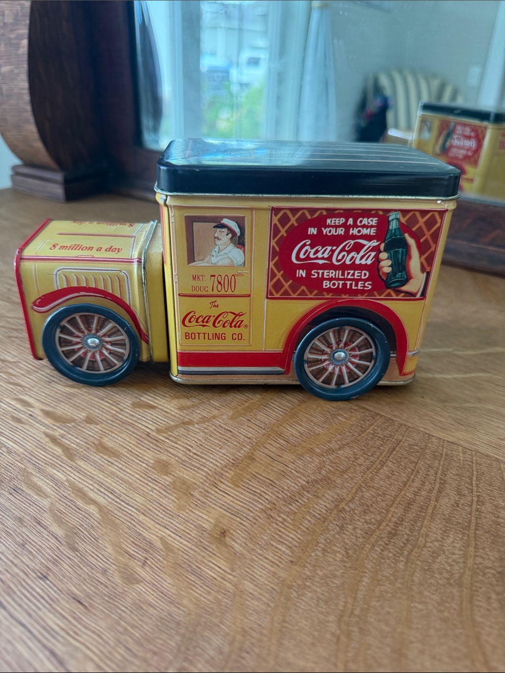 VTG Coca Cola Yellow and Red Tin Delivery Truck w/ Two Compartments
